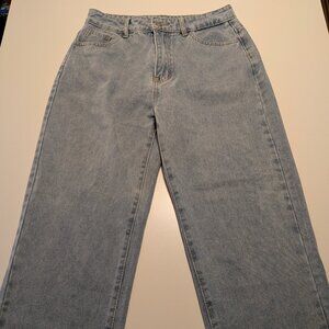 SHEIN Petite M Wide Leg Jeans Light Wash High Rise Womens